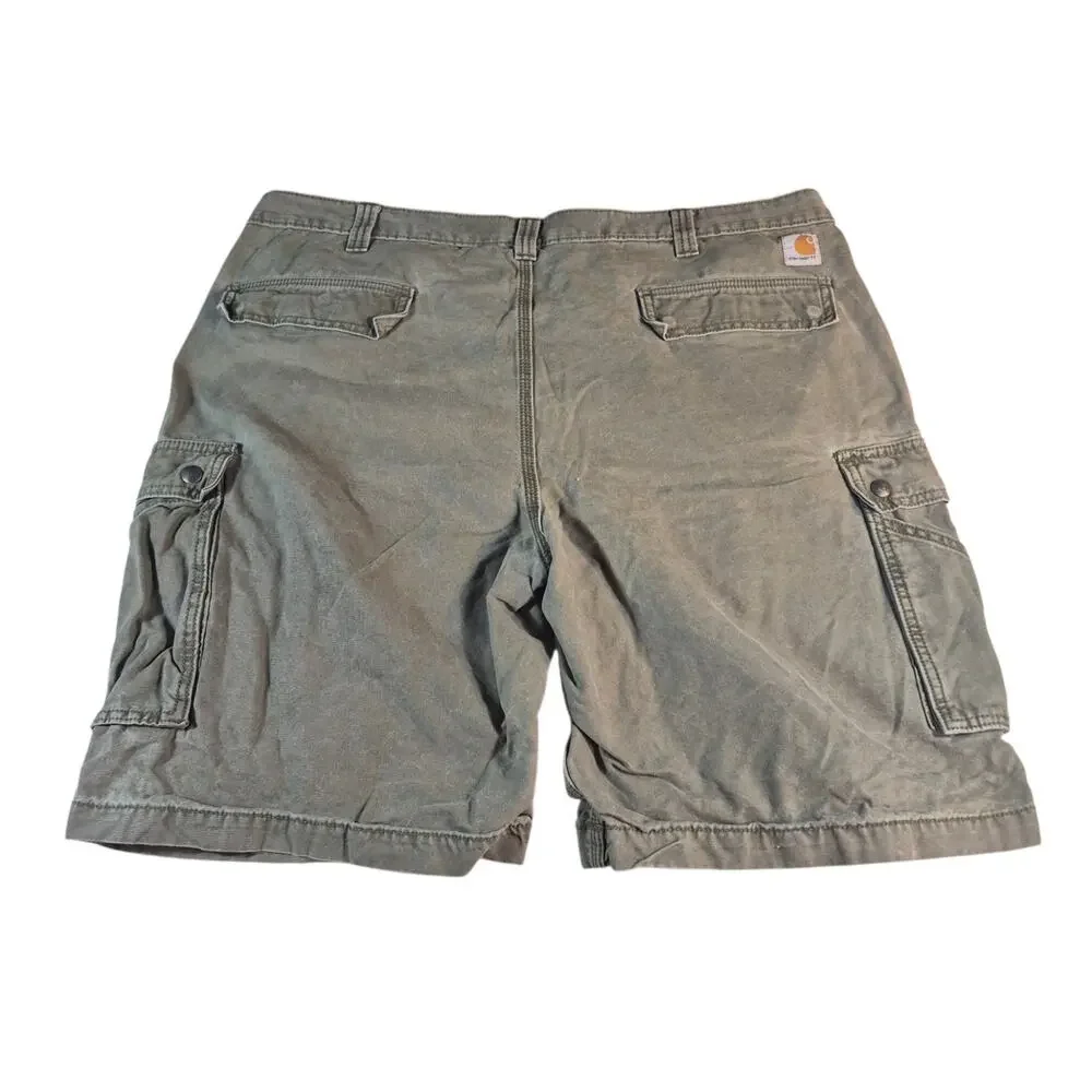 Carhartt Men's Loose Fit Canvas Cargo Shorts Amy Green Size 42